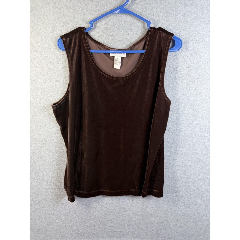 Draper's & Damon's Tank Top Womens XL Brown Velvet Stretch Sleeveless Basic
